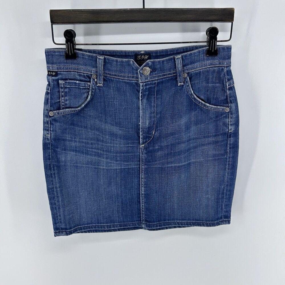 Citizens Of Humanity Denim Pencil Skirt Womens 27 Blue Premium Knee Length Skirt